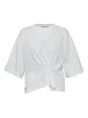 Re Code Gathered-detail T-shirt In White