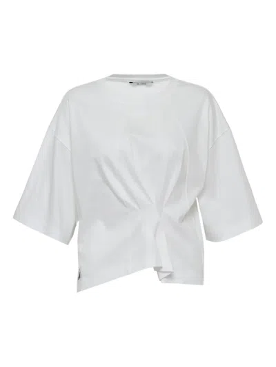 Re Code Gathered-detail T-shirt In White