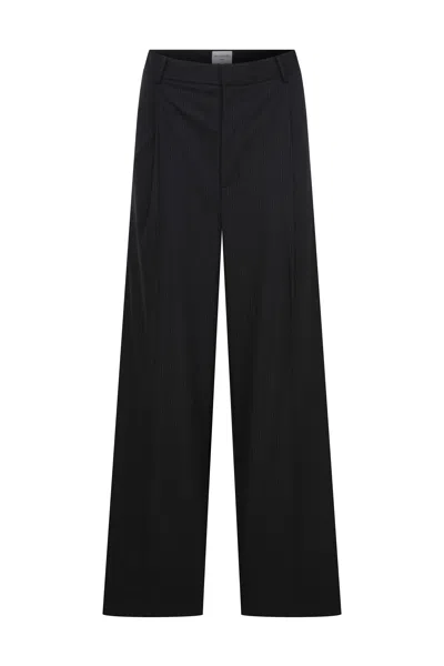 Re-cordis Paris Men's Blue Pleated Vintage Pinstripe Pants