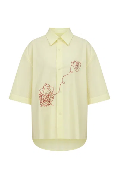 Re-cordis Paris Men's Moitié Shirt In White/yellow