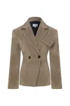 Re-cordis Paris Women's Neutrals Double Breasted Suede Blazer