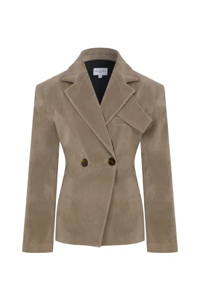Re-cordis Paris Women's Neutrals Double Breasted Suede Blazer