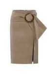 Re-cordis Paris Women's Neutrals Suede Skirt With Accessories Detail In White