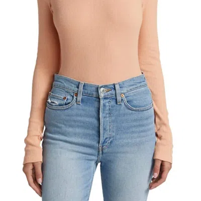 Re/done 60s Slim Long Sleeve Top In Beige