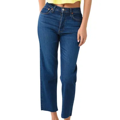 Re/done 70's Stove Pipe Jean In Jetty In Blue