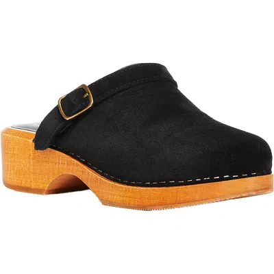 Re/done 70s Classic Womens Leather Buckle Clogs In Black
