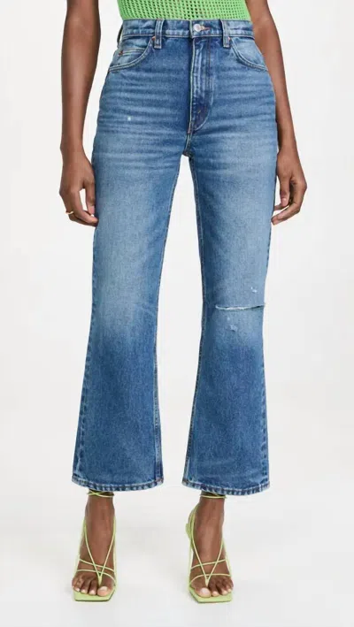 Re/done 70s Loose Flare Rip Jeans In Arroyo Blue