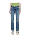 Re/done Blue 70s Low Rise Straight Jeans In Blue