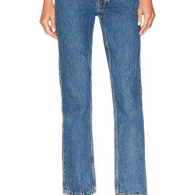 Re/done 70s Low Rise Straight Leg Jeans In Blue