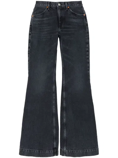 Re/done '70s Mid-rise Flared Jeans In Black
