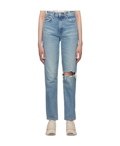 Re/done '70s Ripped-knee Straight-leg Jeans In Blue