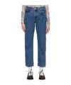Re/done 70s High Rise Stove Pipe Straight-leg Jeans In Blue