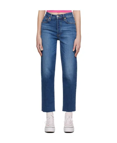 Re/done 70s Stove Pipe Jeans In Blue