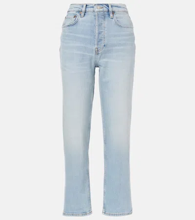 Re/done 70s Stove Pipe Low-rise Straight Jeans In Black