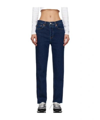 Re/done '70s Stove Pipe Mid-rise Jeans In Black