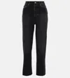 Re/done 70s High Rise Stove Pipe Straight-leg Jeans In Black