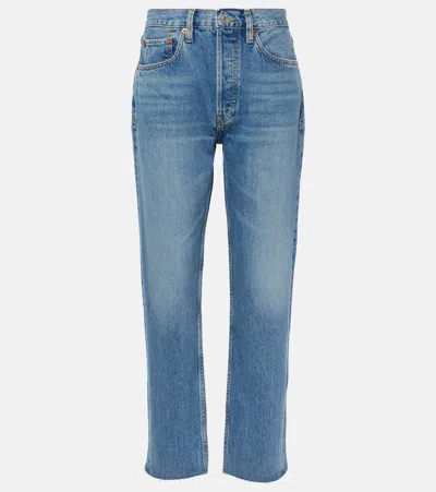 Re/done '70s Stove Pipe Straight Jeans In Blue