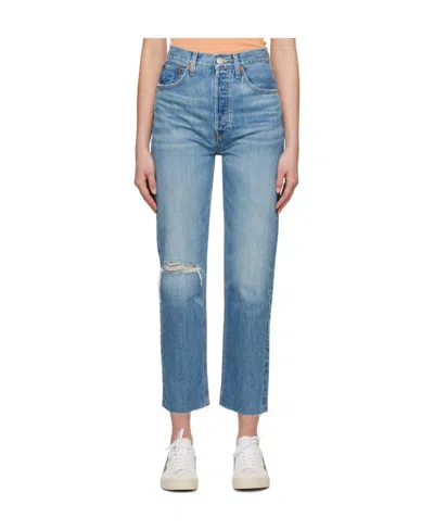 Re/done '70s Ultra Rise Cropped Jeans In Blue