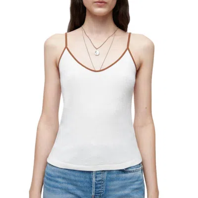 Re/done 90's Spaghetti Strap Tank Top In Vintage Ivory With Sienna In White