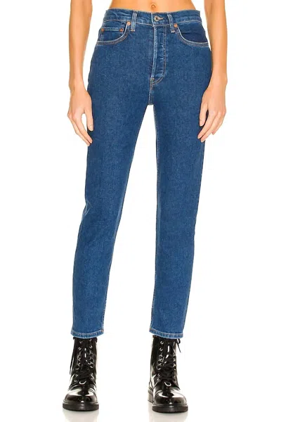 Re/done 90s High Rise Ankle Crop In Western Rinse In Blue