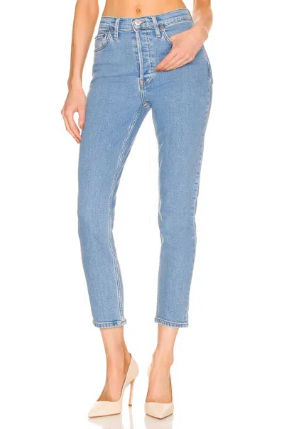 Re/done 90s High Rise Ankle Crop Jeans In Blue Stone