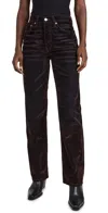 Re/done 90s High Rise Loose Jeans In Brown Flocked