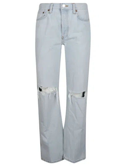 Re/done 90s High Rise Loose Jeans In Bleach Destroy