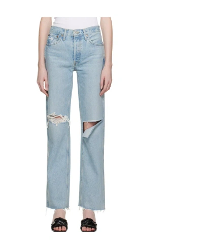 Re/done 90s High Rise Loose Jeans In Blue