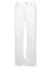 Re/done 70s Distressed High-rise Ankle Crop Jeans In White