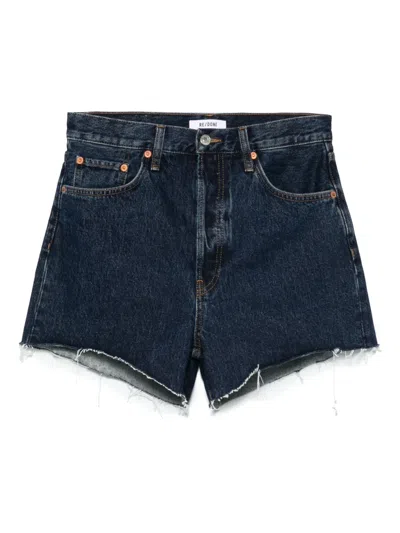 Re/done 90s Low Slung Denim Shorts In Blue