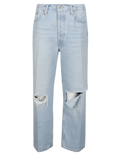 Re/done Blue 90s High Rise Loose Jeans In Breezy Indigo With R