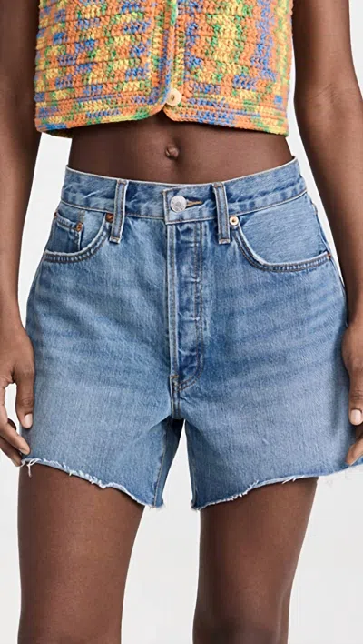 Re/done 90s Low Slung Shorts In Lago In Multi