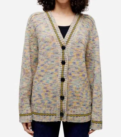 Re/done 90s Oversized Cardigan In Rainbow Multi In Green