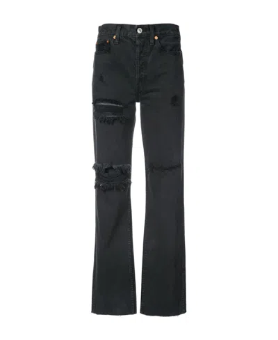 Re/done Anti-vintage High-rise Jeans In Black