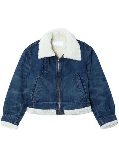 Re/done Aviator Jacket In Blue