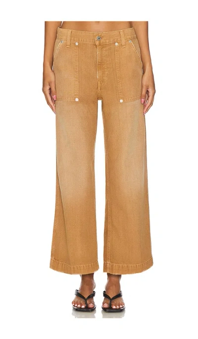 Re/done Baker Wide Cropped Jeans In Brown