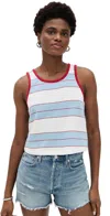 Re/done Bama Stripe Cotton Tank In Pacific Stripes
