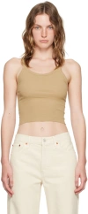 Re/done Beige Hanes Edition Cropped Ribbed Tank Top In Green