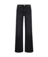 Re/done Wide-leg Cotton Denim Pants With Contrast Stitching In Black