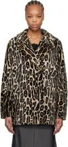 Re/done Leopard Shearling Peacoat In Leopard Print