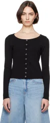 Re/done Black Hanes Edition Scoop Neck Cardigan In Black