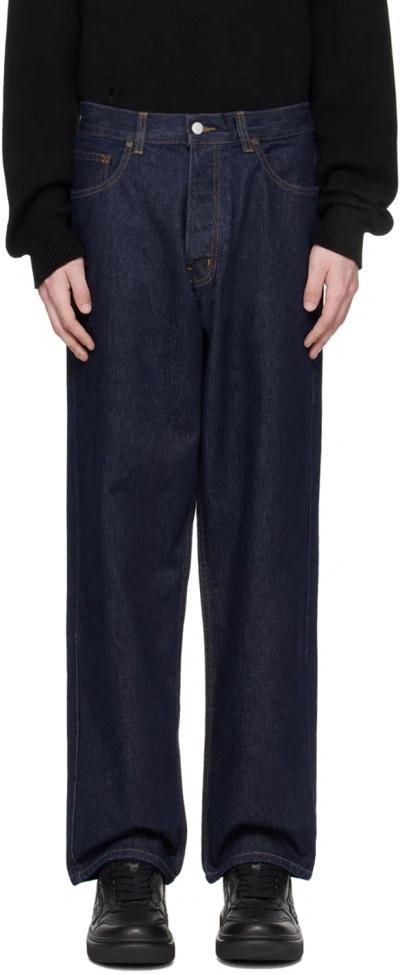 Re/done Blue Baggy Jeans In Rinse Wash