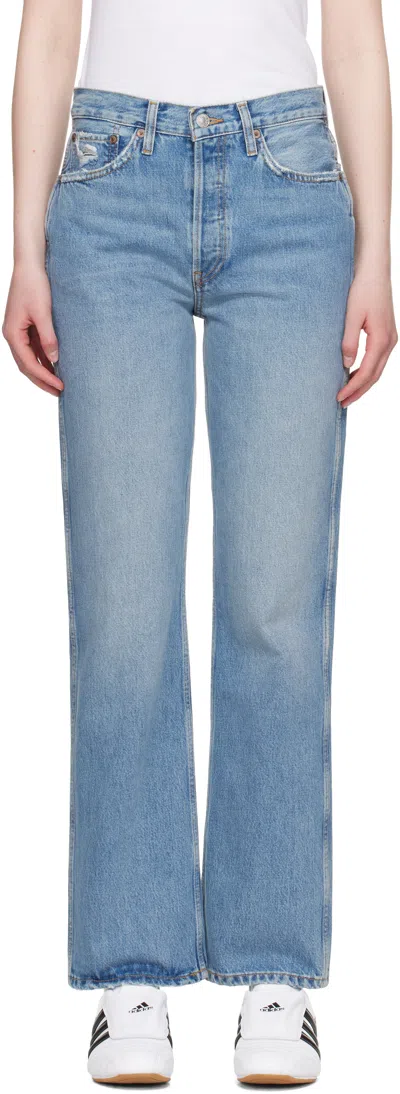 Re/done Blue High Rise Loose Jeans