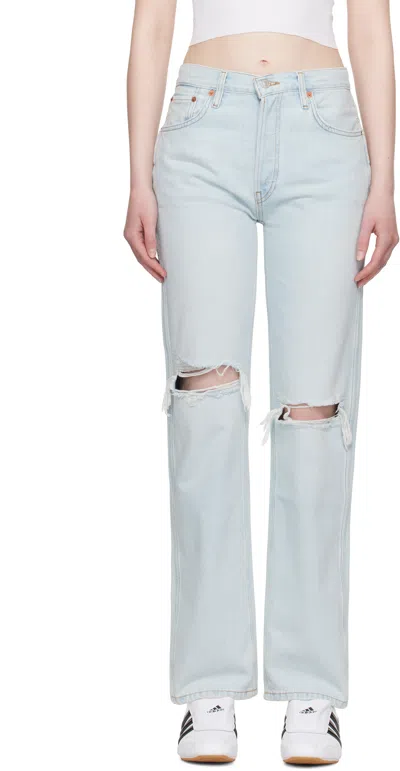 Re/done Blue High Rise Loose Jeans