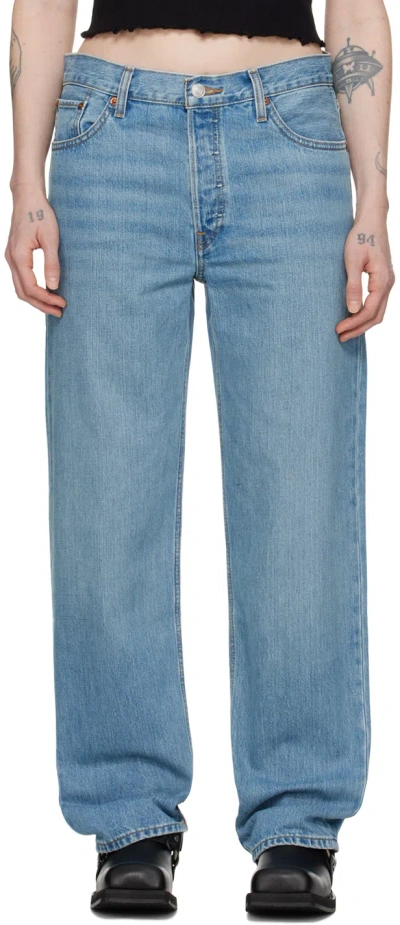 Re/done Blue Loose Longish Jeans In Wasted Indigo