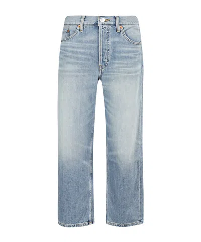 Re/done Button Zipper Denim Trousers In Blue