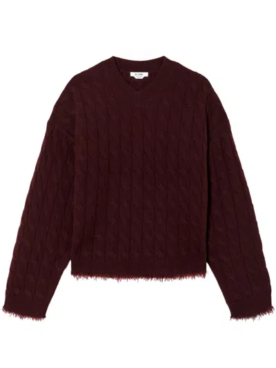 Re/done Cable-knit Cashmere Sweater In Oxblood