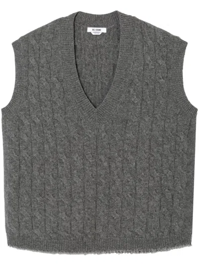 Re/done Cable-knit Cashmere Vest In Grey