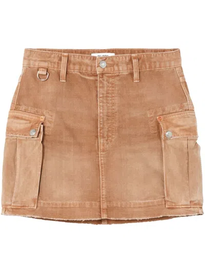 Re/done Cargo Denim Mini Skirt In Travertino