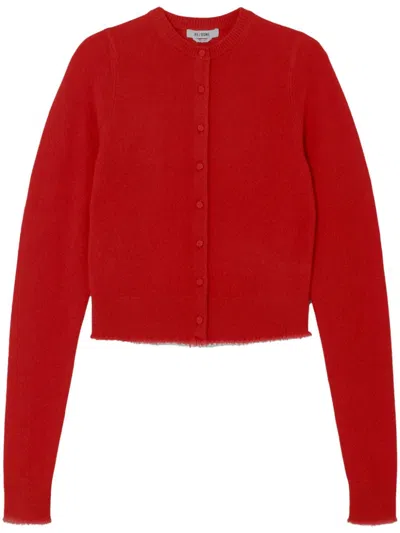 Re/done Cashmere Crew-neck Cardigan In Red